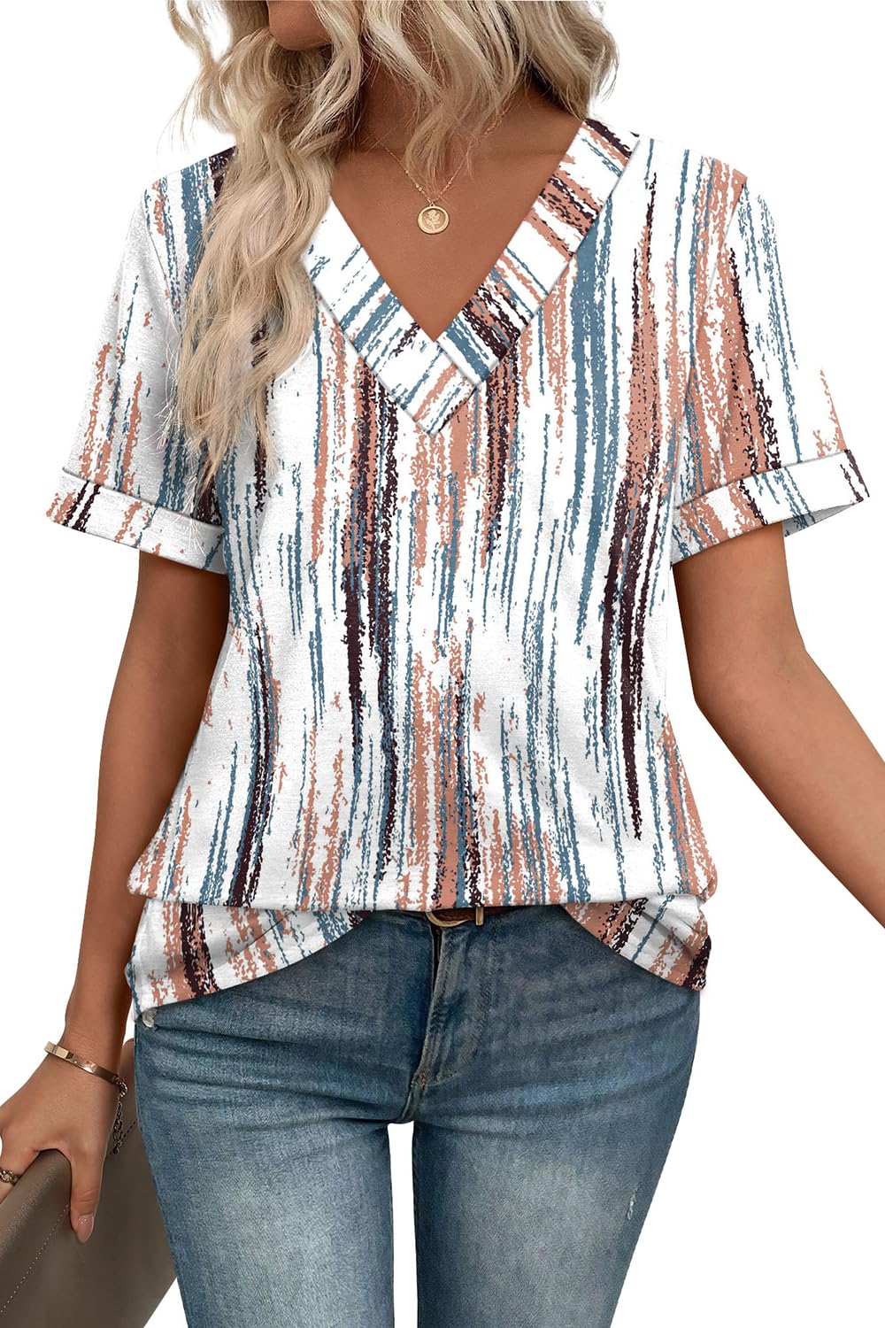 WIHOLL Womens Summer Tops Short Sleeve Basic Casual V Neck T Shirts Trendy Fashion 2025 - 7DAY'S