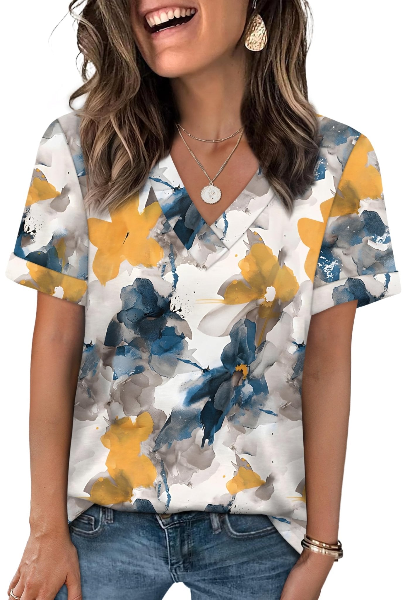 WIHOLL Womens Summer Tops Short Sleeve Basic Casual V Neck T Shirts Trendy Fashion 2025 - 7DAY'S