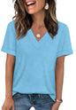 WIHOLL Womens Summer Tops Short Sleeve Basic Casual V Neck T Shirts Trendy Fashion 2025 - 7DAY'S