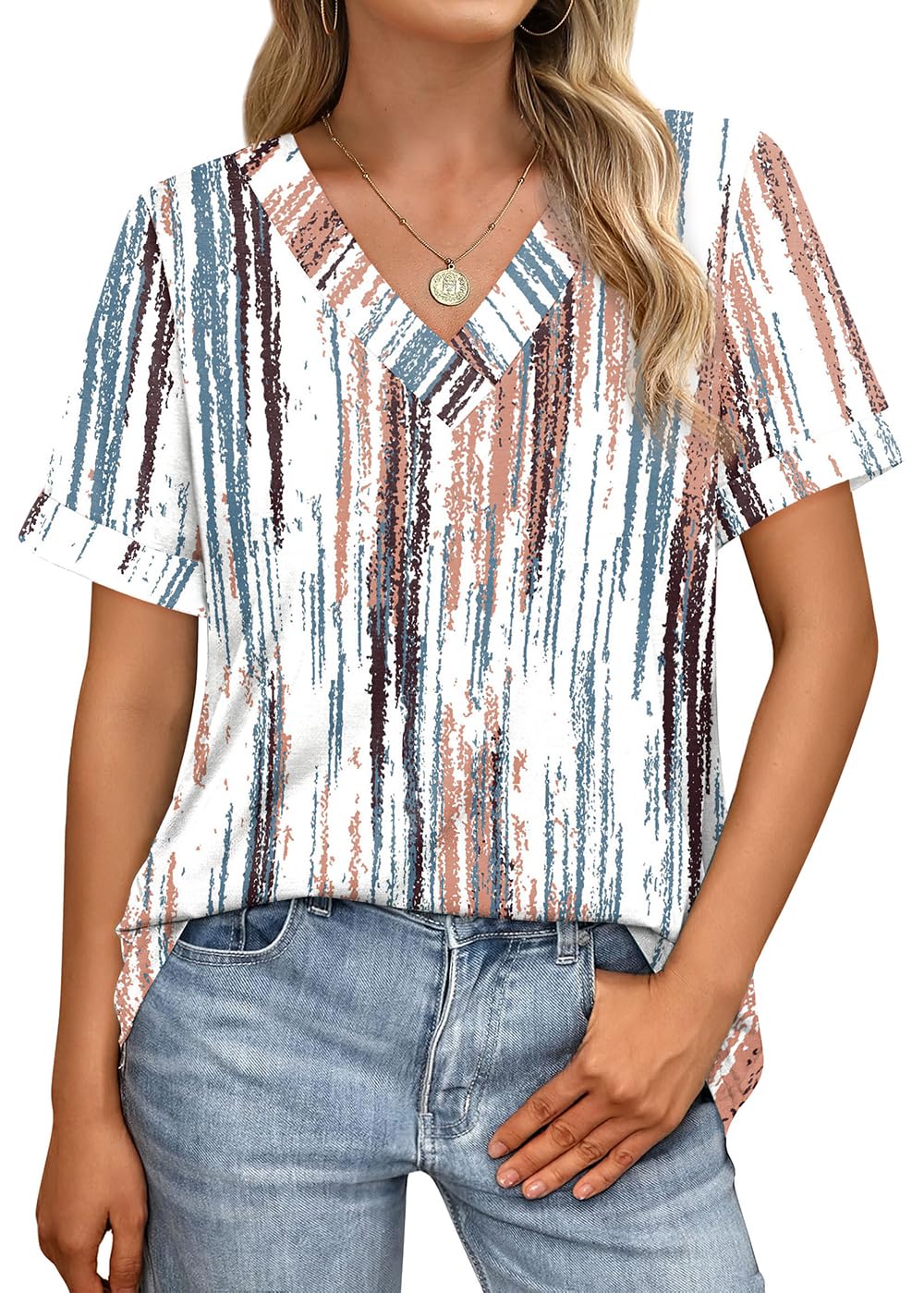 WIHOLL Womens Summer Tops Short Sleeve Basic Casual V Neck T Shirts Trendy Fashion 2025 - 7DAY'S