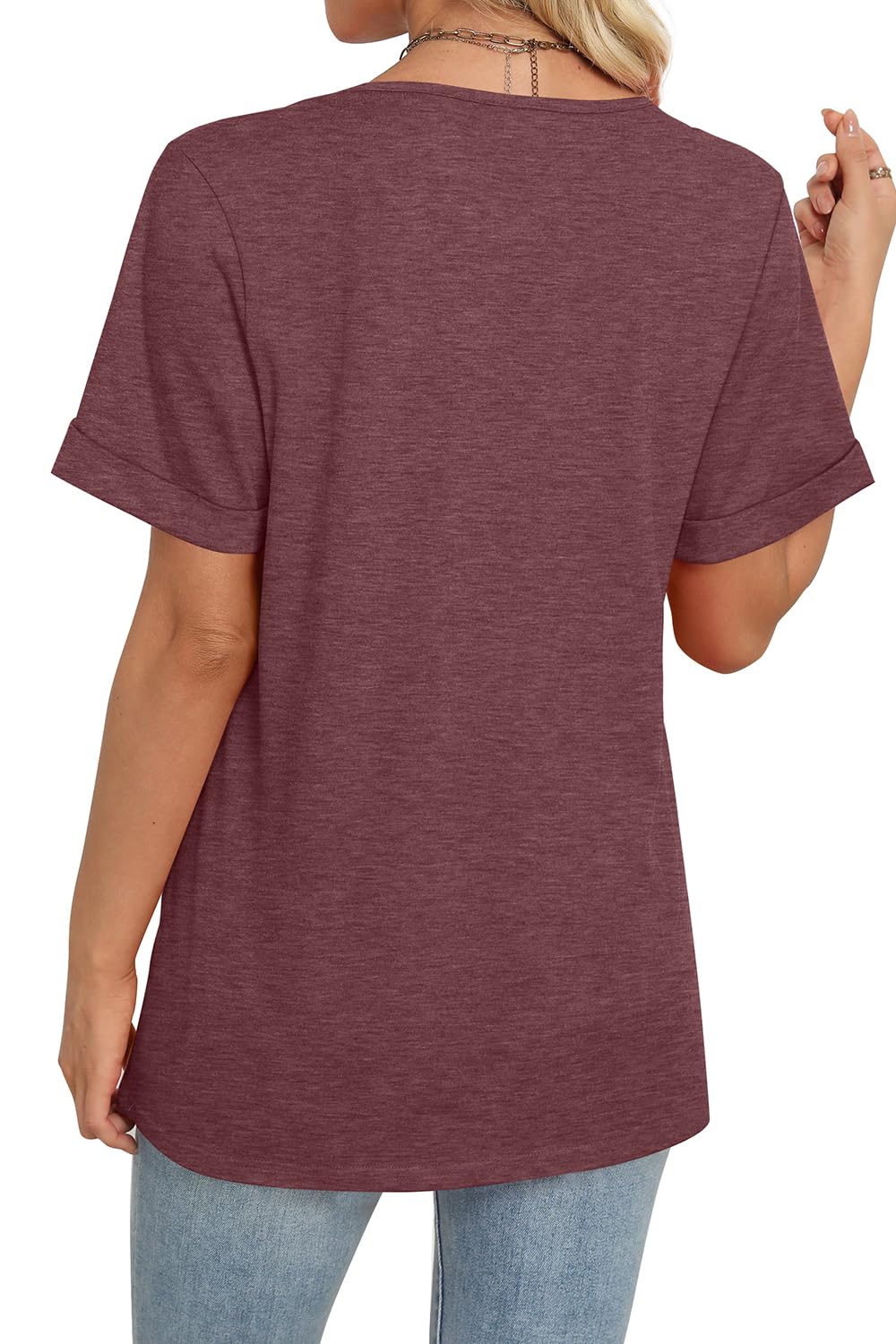 WIHOLL Womens Summer Tops Short Sleeve Basic Casual V Neck T Shirts Trendy Fashion 2025 - 7DAY'S
