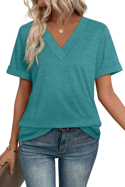 WIHOLL Womens Summer Tops Short Sleeve Basic Casual V Neck T Shirts Trendy Fashion 2025 - 7DAY'S