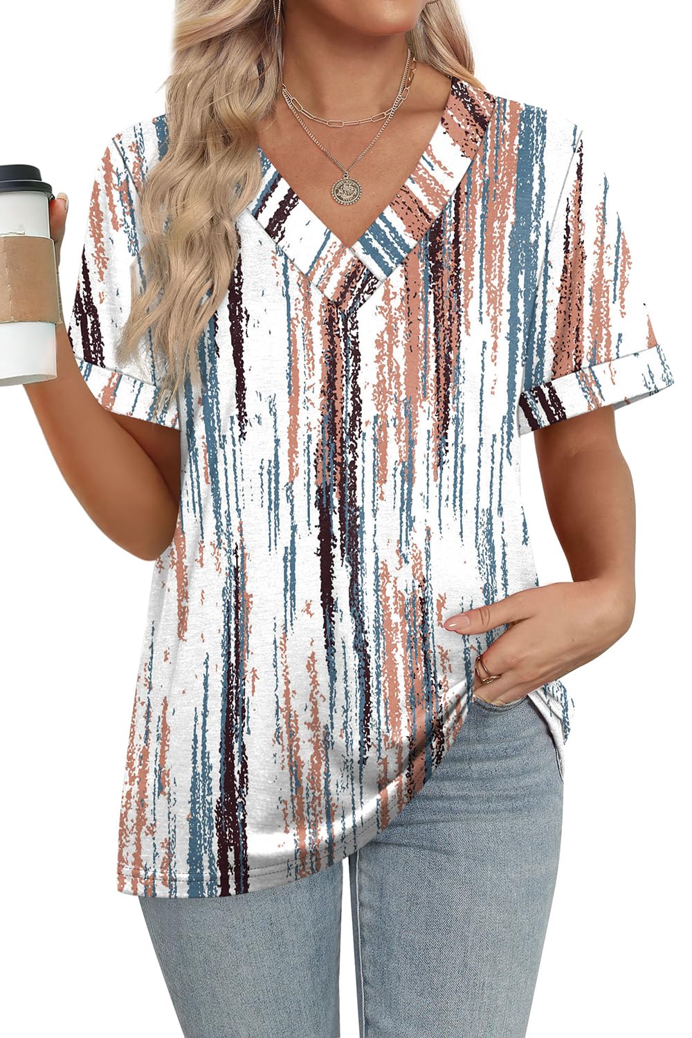 WIHOLL Womens Summer Tops Short Sleeve Basic Casual V Neck T Shirts Trendy Fashion 2025 - 7DAY'S
