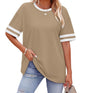 WIHOLL Womens T Shirts Loose Fit Short Sleeve Tees Crew Neck Color Block Summer Tops 2025 Fashion - 7DAY'S
