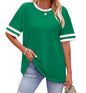 WIHOLL Womens T Shirts Loose Fit Short Sleeve Tees Crew Neck Color Block Summer Tops 2025 Fashion - 7DAY'S