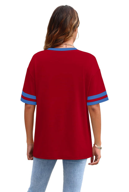 WIHOLL Womens T Shirts Loose Fit Short Sleeve Tees Crew Neck Color Block Summer Tops 2025 Fashion - 7DAY'S