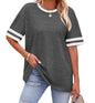 WIHOLL Womens T Shirts Loose Fit Short Sleeve Tees Crew Neck Color Block Summer Tops 2025 Fashion - 7DAY'S