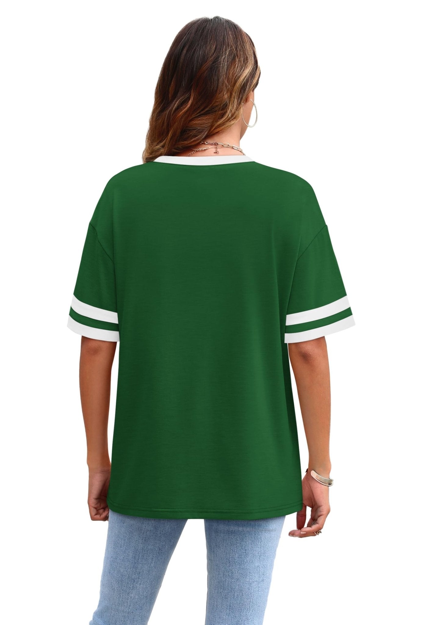 WIHOLL Womens T Shirts Loose Fit Short Sleeve Tees Crew Neck Color Block Summer Tops 2025 Fashion - 7DAY'S