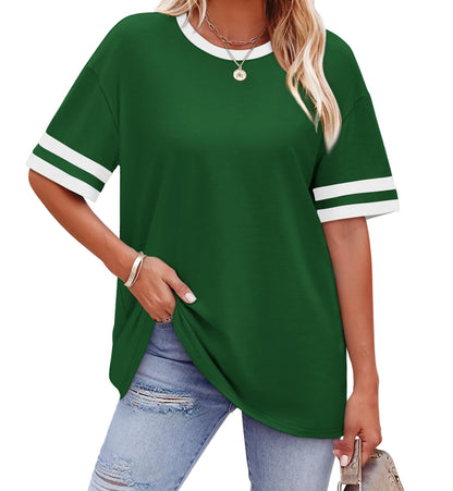 WIHOLL Womens T Shirts Loose Fit Short Sleeve Tees Crew Neck Color Block Summer Tops 2025 Fashion - 7DAY'S