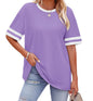 WIHOLL Womens T Shirts Loose Fit Short Sleeve Tees Crew Neck Color Block Summer Tops 2025 Fashion - 7DAY'S