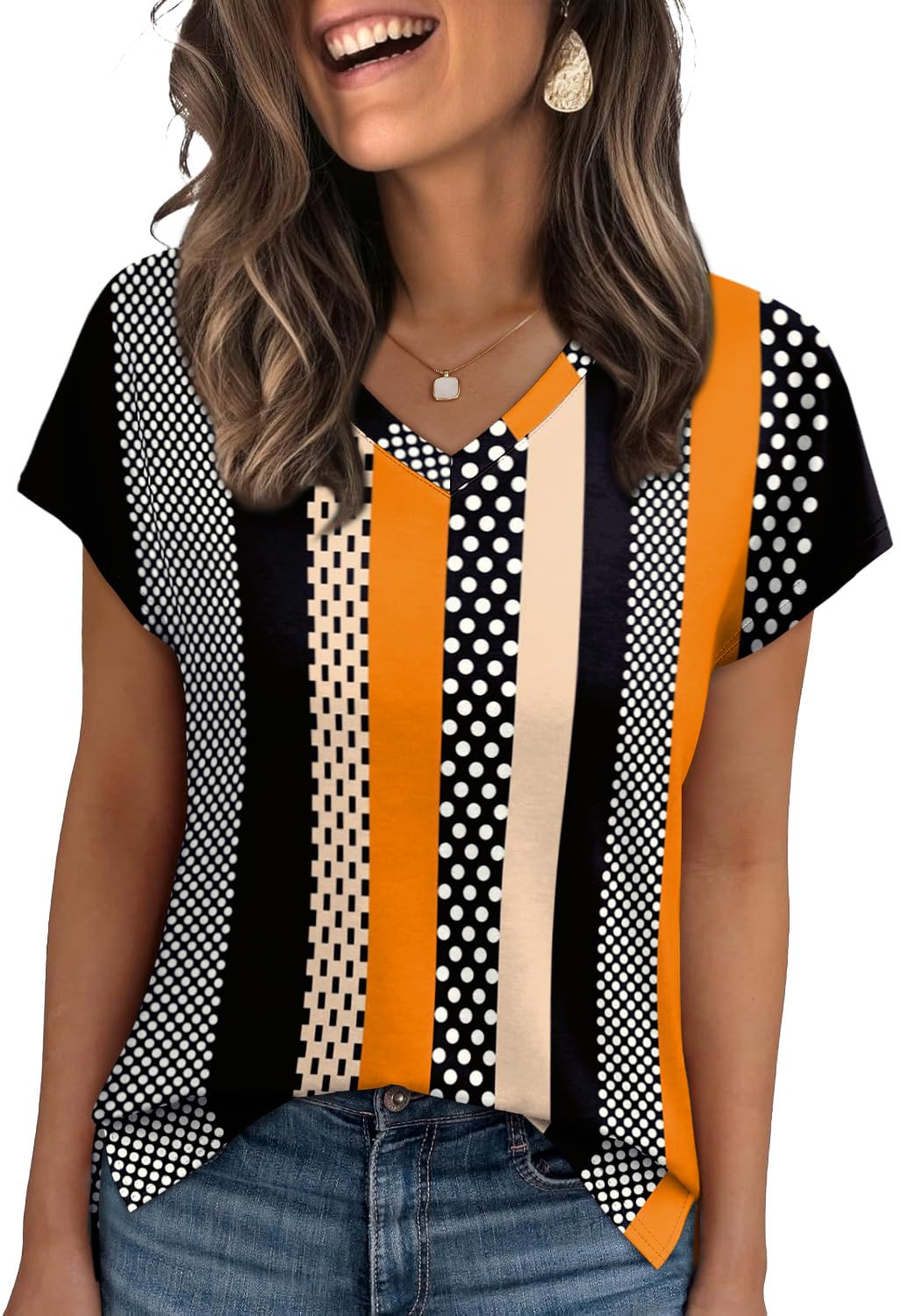 WIHOLL Womens Tops Basic Summer V Neck T Shirts Short Sleeve Dressy Casual Loose Fit Cute Tee Clothes Trendy Fashion Outfits - 7DAY'S