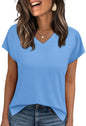 WIHOLL Womens Tops Basic Summer V Neck T Shirts Short Sleeve Dressy Casual Loose Fit Cute Tee Clothes Trendy Fashion Outfits - 7DAY'S