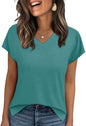 WIHOLL Womens Tops Basic Summer V Neck T Shirts Short Sleeve Dressy Casual Loose Fit Cute Tee Clothes Trendy Fashion Outfits - 7DAY'S