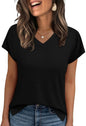 WIHOLL Womens Tops Basic Summer V Neck T Shirts Short Sleeve Dressy Casual Loose Fit Cute Tee Clothes Trendy Fashion Outfits - 7DAY'S