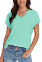 WIHOLL Womens Tops Basic Summer V Neck T Shirts Short Sleeve Dressy Casual Loose Fit Cute Tee Clothes Trendy Fashion Outfits - 7DAY'S