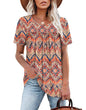 WIHOLL Womens Tops Short Sleeve T Shirts Pleated Dressy Casual Round Neck Summer Clothes Outfits Blouses Loose Fit - 7DAY'S