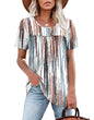 WIHOLL Womens Tops Short Sleeve T Shirts Pleated Dressy Casual Round Neck Summer Clothes Outfits Blouses Loose Fit - 7DAY'S