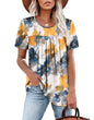 WIHOLL Womens Tops Short Sleeve T Shirts Pleated Dressy Casual Round Neck Summer Clothes Outfits Blouses Loose Fit - 7DAY'S