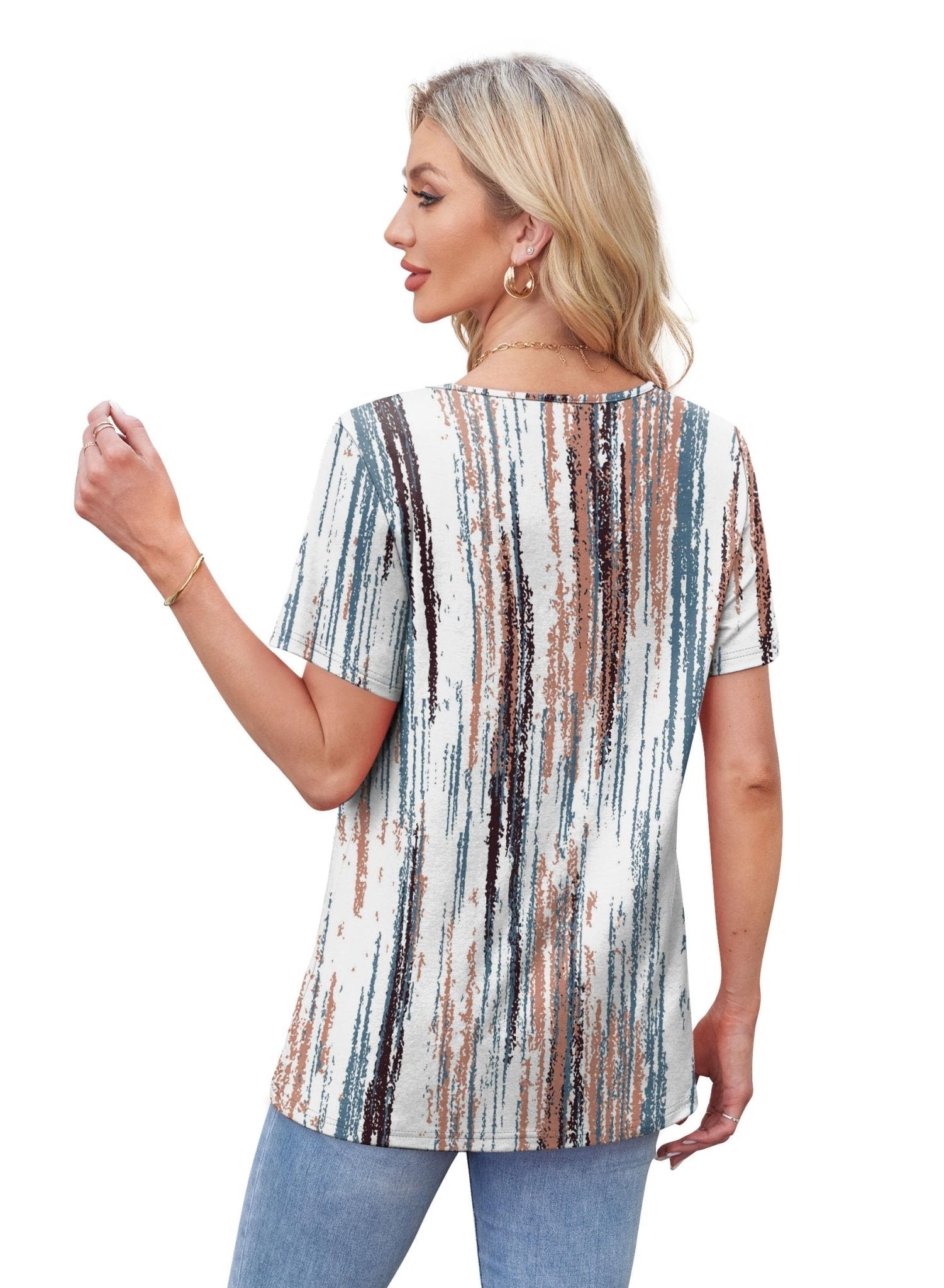 WIHOLL Womens Tops Short Sleeve T Shirts Pleated Dressy Casual Round Neck Summer Clothes Outfits Blouses Loose Fit - 7DAY'S