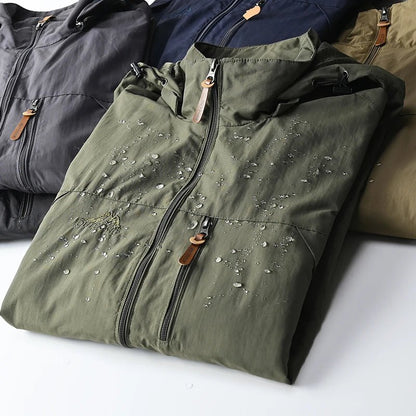 Windbreaker Men Tactical Jacket Waterproof Outdoor Hooded Coat Sports Military European Size S - 5XL Field Climbing Thin Outwear - 7DAY'S