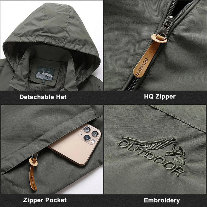 Windbreaker Men Tactical Jacket Waterproof Outdoor Hooded Coat Sports Military European Size S - 5XL Field Climbing Thin Outwear - 7DAY'S