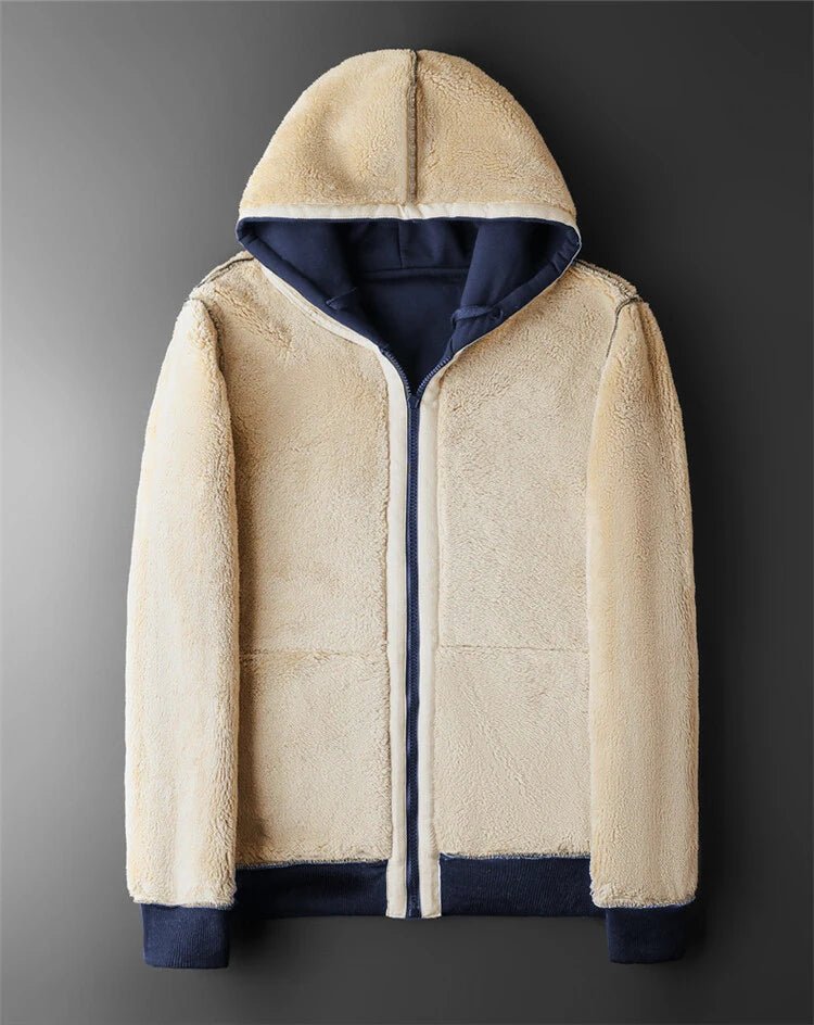 Winter Lambswool Zipper Hoodies Thicken Warm Jackets Long Sleeve Sweatshirts Casual Sports Fleece Black Coats Hooded Men Coat To - 7DAY'S
