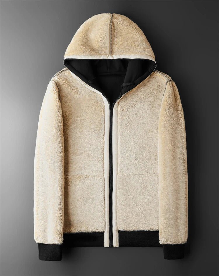 Winter Lambswool Zipper Hoodies Thicken Warm Jackets Long Sleeve Sweatshirts Casual Sports Fleece Black Coats Hooded Men Coat To - 7DAY'S
