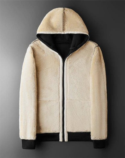 Winter Lambswool Zipper Hoodies Thicken Warm Jackets Long Sleeve Sweatshirts Casual Sports Fleece Black Coats Hooded Men Coat To - 7DAY'S