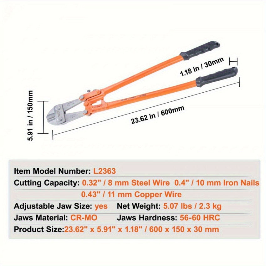 Wire cutters, 24 - inch locking pliers, double - material handles with soft rubber grips, chromium - molybdenum alloy steel blades, heavy - duty wire cutters for rods, bolts, wires, cables, rivets and chains - 7DAY'S