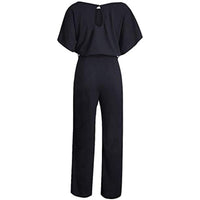 Women Casual Loose Short Sleeve Belted Wide Leg Pant Romper Jumpsuits - 7DAY'S