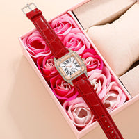 Women Diamond Watch Starry Square Dial Bracelet Watches Ladies Leather Band Quartz Wristwatch Female Clock(No Box) - 7DAY'S