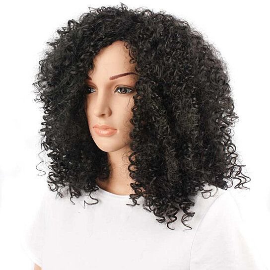 Women Fashion African Black Short Curly Wavy Hair Heat Resistant Wig Hairpiece - 7DAY'S