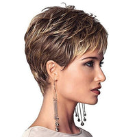 Women Fashion Short Haircut Shag Short Curly Ombre Wig with Cap Party Club - 7DAY'S