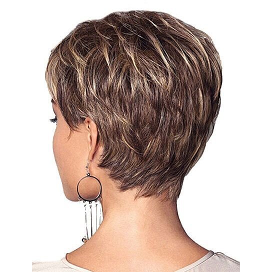 Women Fashion Short Haircut Shag Short Curly Ombre Wig with Cap Party Club - 7DAY'S