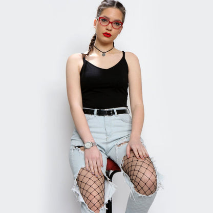 Women Fishnet Tights Sexy High Waist Fishnet Pantyhose Stretchy Mesh Hollow Out Tights Stockings - 7DAY'S