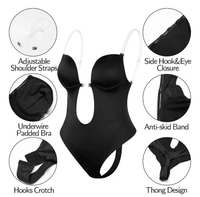 Women Plunging Deep V - neck Body Shaper Strapless Backless Shapewear - 7DAY'S