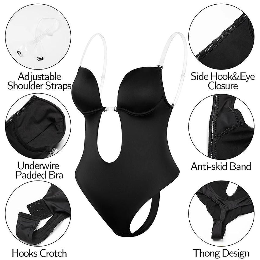 Women Plunging Deep V - neck Body Shaper Strapless Backless Shapewear - 7DAY'S