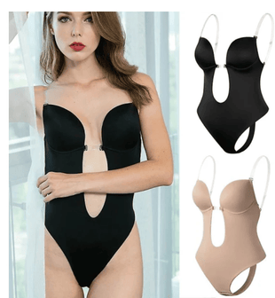 Women Plunging Deep V-neck Body Shaper Strapless Backless Shapewear