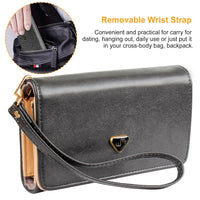 Women Wristlet Wallet PU Leather Lady Purse Credit Card Holder 4 Card Slots 3 Money Pouches 1 Coin Pocket - 7DAY'S