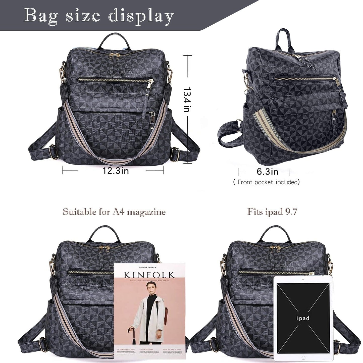 Womens Backpack Purse Leather Travel Fashion Convertible Large Ladies College Shoulder Bag - 7DAY'S