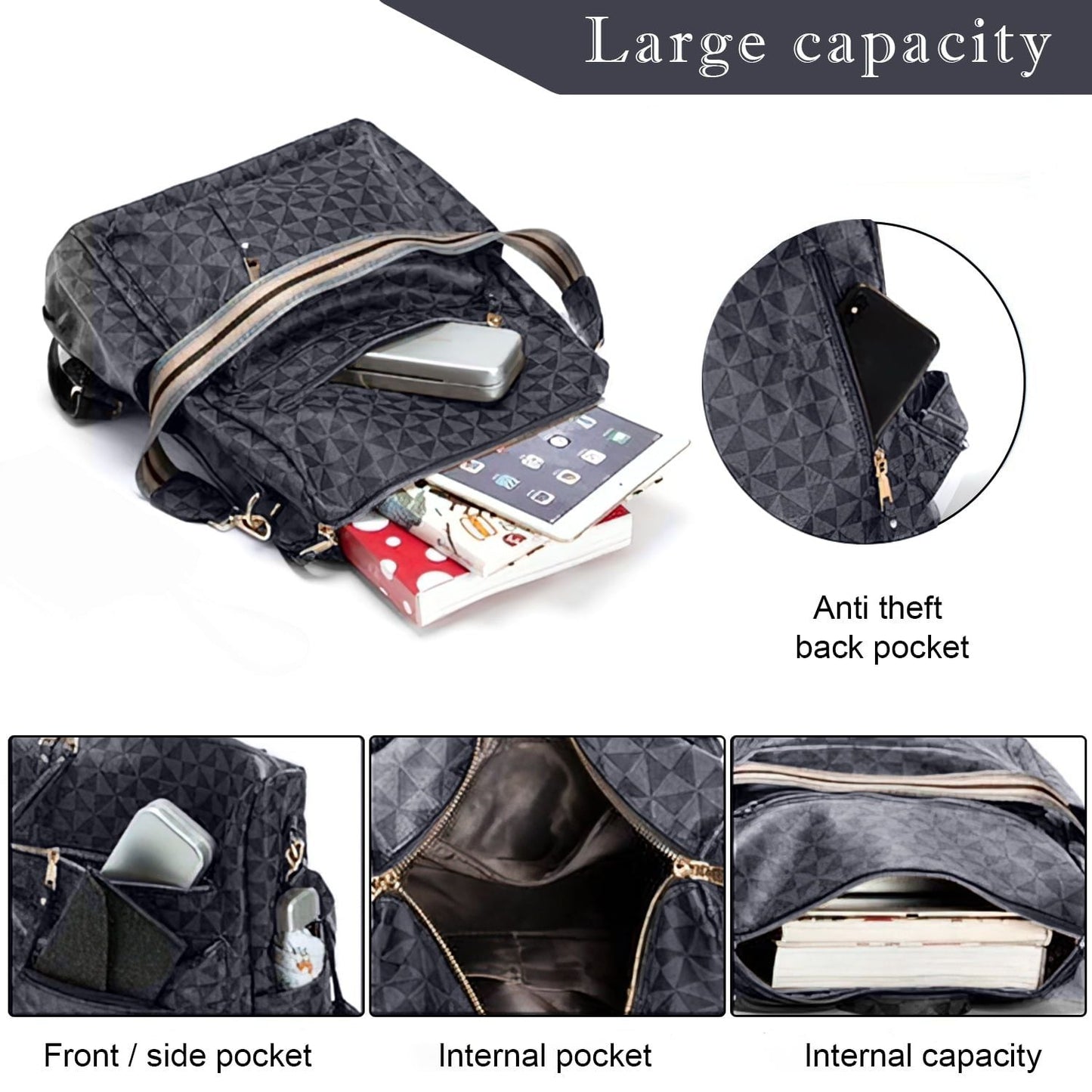 Womens Backpack Purse Leather Travel Fashion Convertible Large Ladies College Shoulder Bag - 7DAY'S
