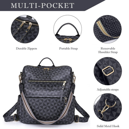 Womens Backpack Purse Leather Travel Fashion Convertible Large Ladies College Shoulder Bag - 7DAY'S