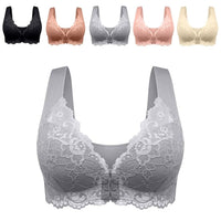 Womens Basic Solid Lace Wireless Push up Bra,Womens Solid Lace Wireless Push up Bra,Front Closure Bras,Plus Size - 7DAY'S