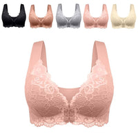 Womens Basic Solid Lace Wireless Push up Bra,Womens Solid Lace Wireless Push up Bra,Front Closure Bras,Plus Size - 7DAY'S