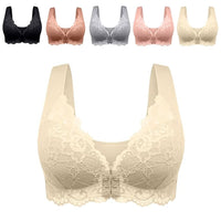 Womens Basic Solid Lace Wireless Push up Bra,Womens Solid Lace Wireless Push up Bra,Front Closure Bras,Plus Size - 7DAY'S