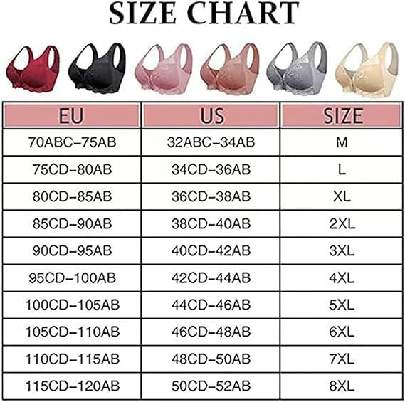 Womens Basic Solid Lace Wireless Push up Bra,Womens Solid Lace Wireless Push up Bra,Front Closure Bras,Plus Size - 7DAY'S