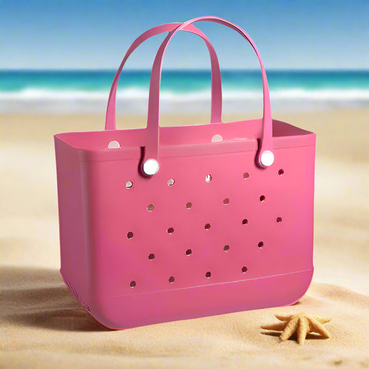Women's Beach Bag, Waterproof Beach Rubber Tote Bag, Washable and Open Handbag Rubber Beach Handbag (10.62*8.26*4.33in) Size large - 7DAY'S