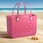 Women's Beach Bag, Waterproof Beach Rubber Tote Bag, Washable and Open Handbag Rubber Beach Handbag (10.62*8.26*4.33in) Size large - 7DAY'S