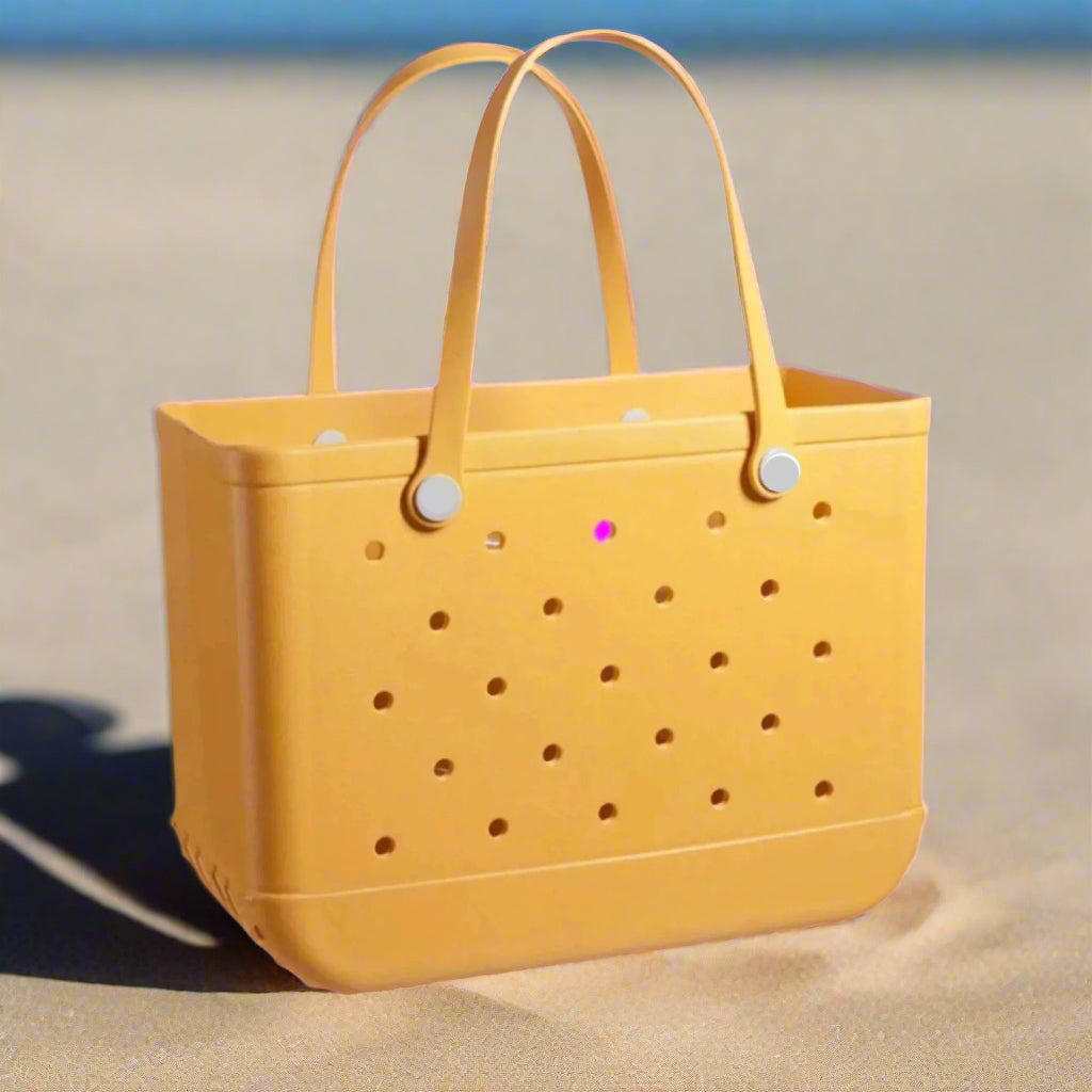 Women's Beach Bag, Waterproof Beach Rubber Tote Bag, Washable and Open Handbag Rubber Beach Handbag (10.62*8.26*4.33in) Size large - 7DAY'S