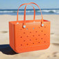 Women's Beach Bag, Waterproof Beach Rubber Tote Bag, Washable and Open Handbag Rubber Beach Handbag (10.62*8.26*4.33in) Size large - 7DAY'S